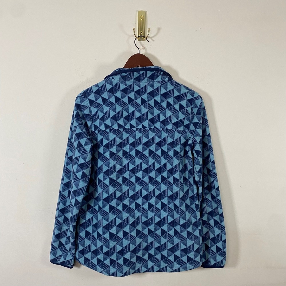 L.L. Bean Womens Fleece Jacket Blue Geometric Full Zip Medium Gorpcore Winter - Picture 4 of 5